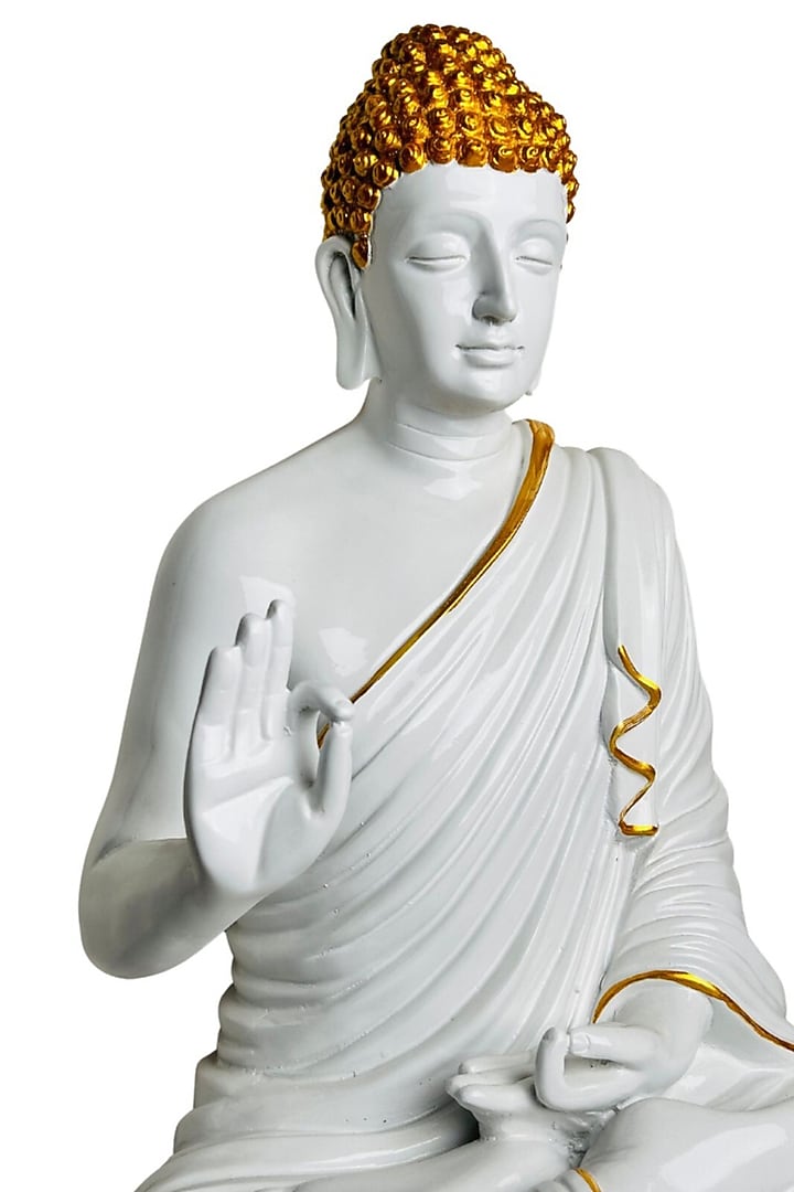 White Resin Lord Buddha Meditating Idol by The Advitya at Pernia's Pop Up Shop