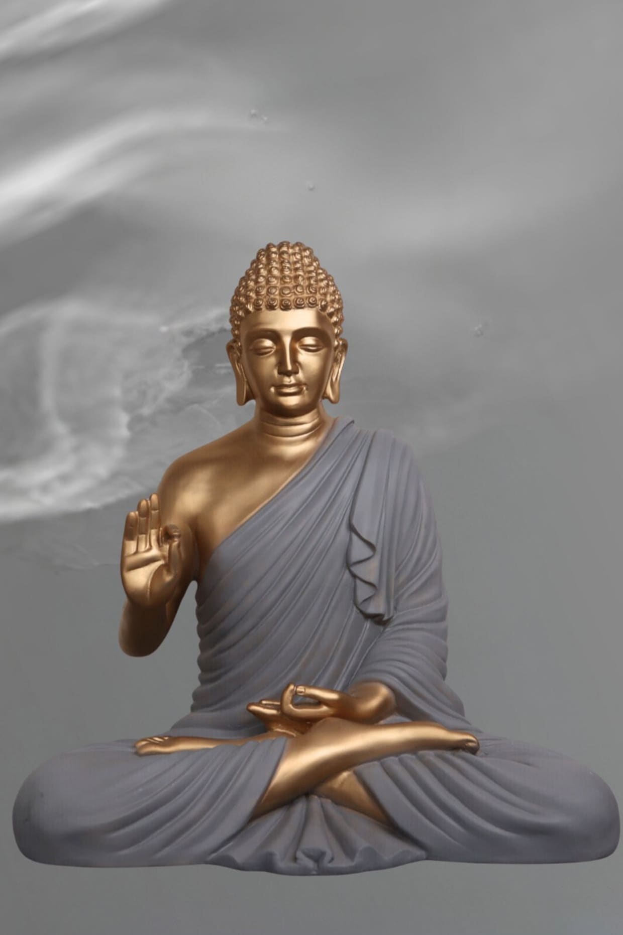 Grey Resin Lord Buddha Meditating Idol by The Advitya at Pernia's