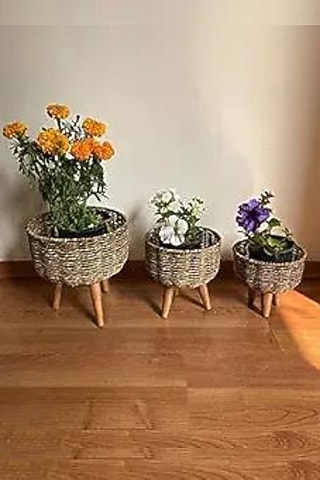 Brown Jute Planters (Set of 3) by The Advitya