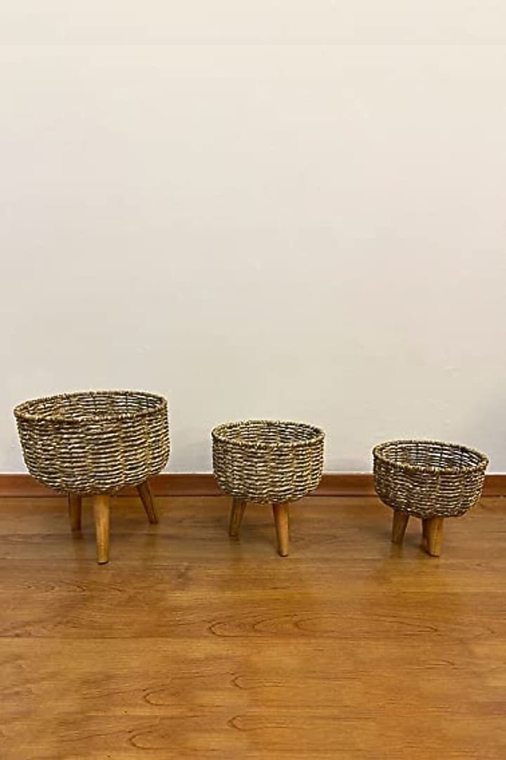 Brown Jute Planters (Set of 3) by The Advitya at Pernia's Pop Up Shop