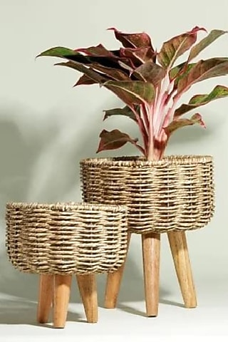 Brown Jute Planters (Set of 2) by The Advitya