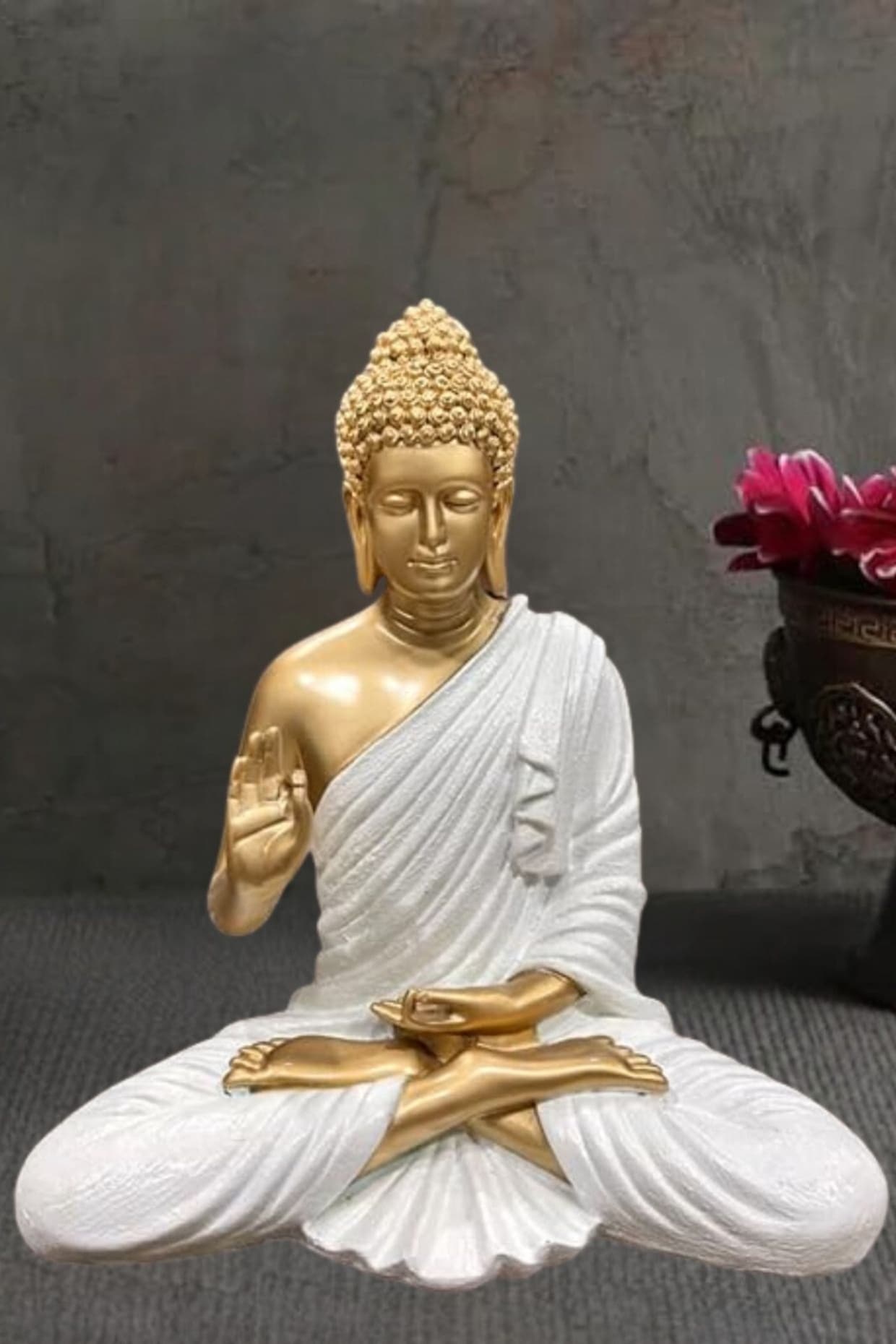 White Resin Lord Buddha Meditating Idol by The Advitya at Pernia's