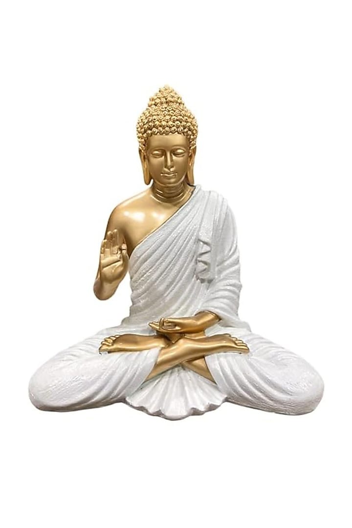 White Resin Lord Buddha Meditating Idol by The Advitya at Pernia's Pop Up Shop