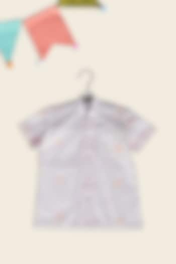 Peach Cotton Block Printed Shirt For Kids by Adya Kids at Pernia's Pop Up Shop