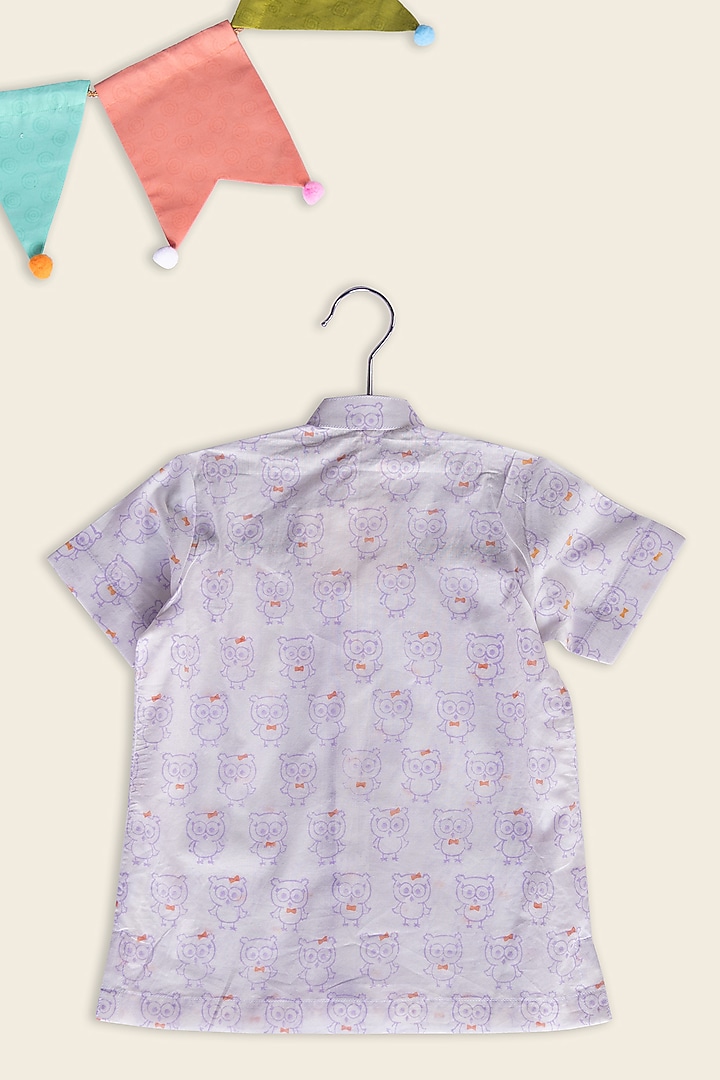 Lilac Cotton Block Printed Shirt For Kids by Adya Kids at Pernia's Pop Up Shop