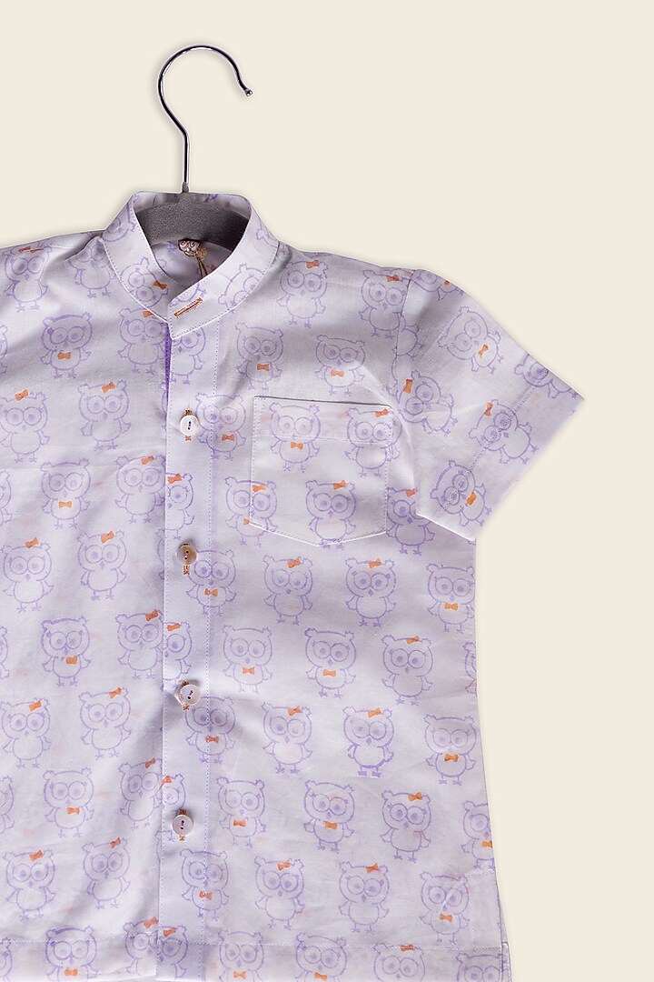Lilac Cotton Block Printed Shirt For Kids by Adya Kids at Pernia's Pop Up Shop
