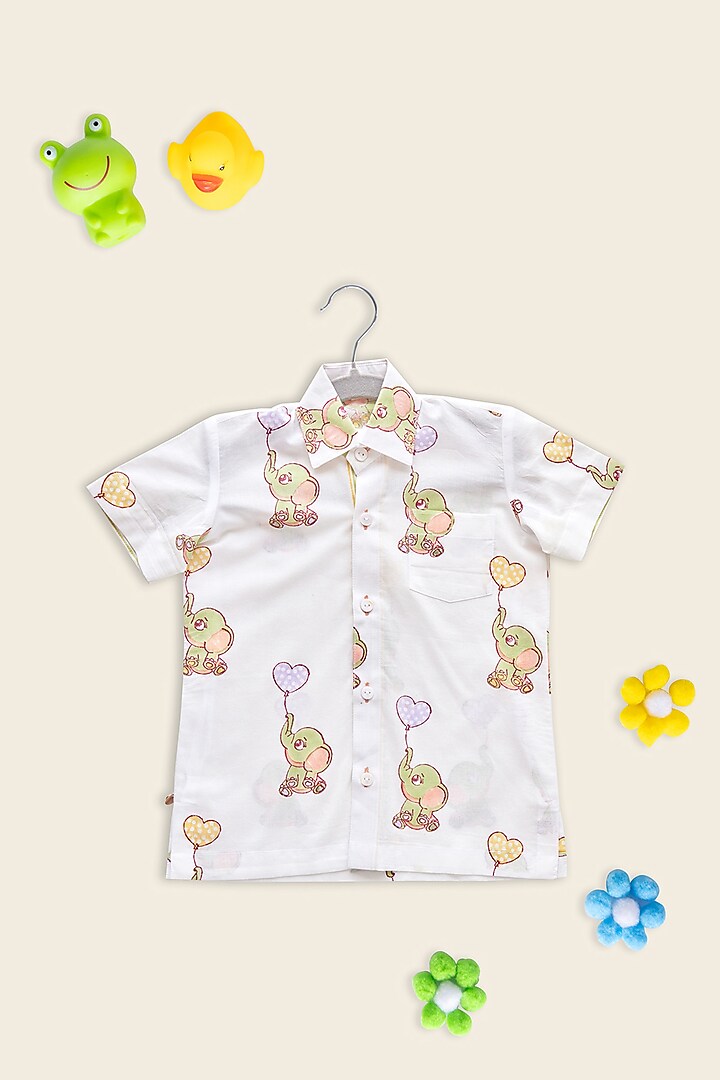 Lilac & Green Cotton Block Printed Shirt For Kids by Adya Kids at Pernia's Pop Up Shop