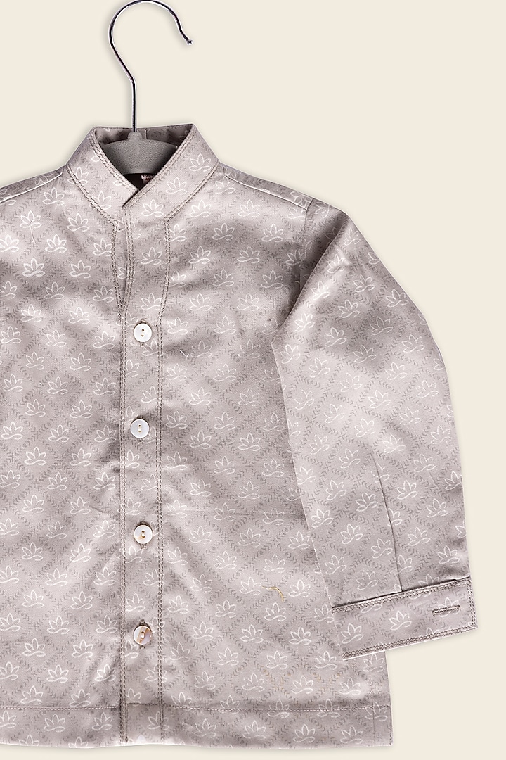 Light Grey Cotton Block Printed Shirt For Boys by Adya Kids at Pernia's Pop Up Shop