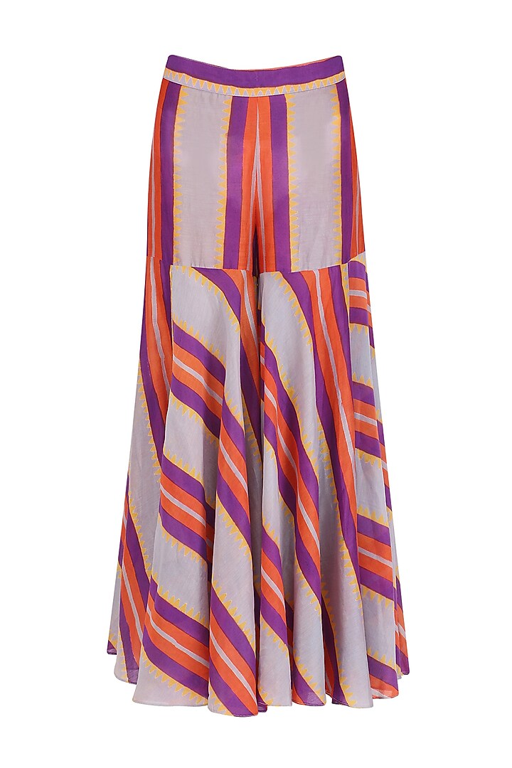 Grey striped kurta and sharara pants set available only at Pernia's Pop Up Shop.