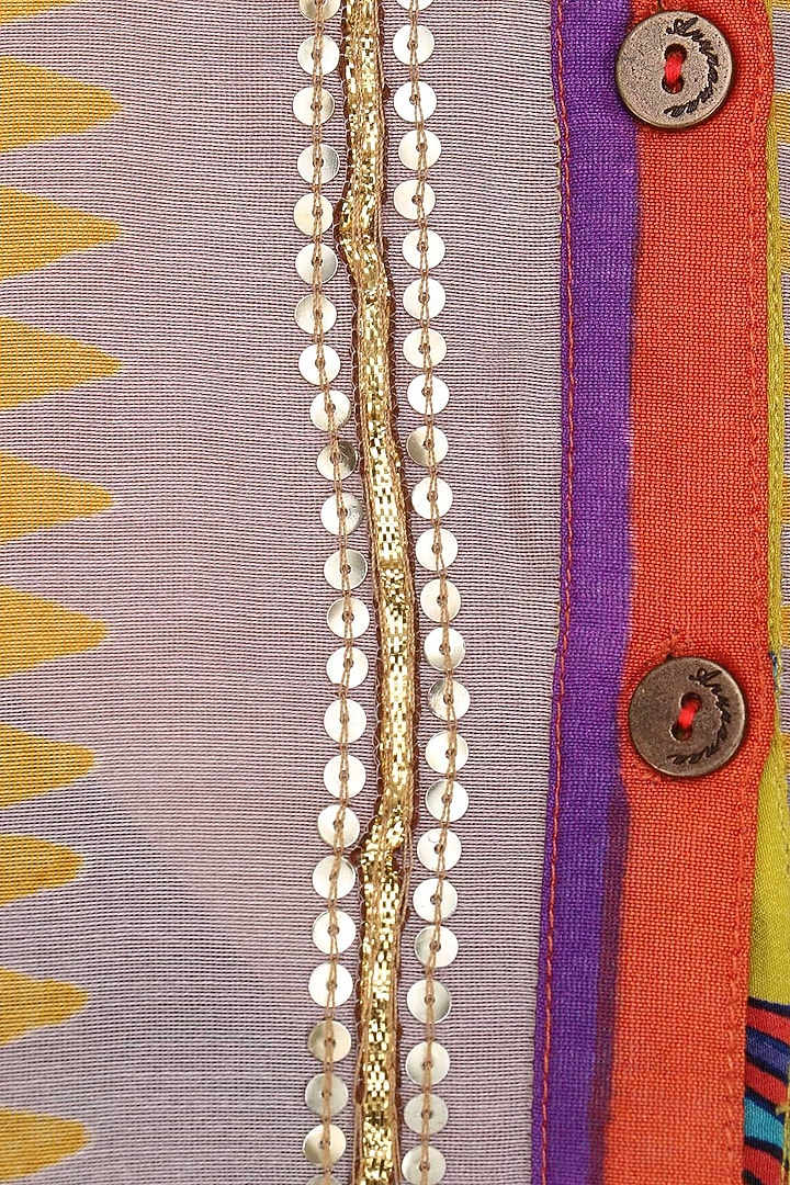 Grey striped kurta and sharara pants set available only at Pernia's Pop Up Shop.