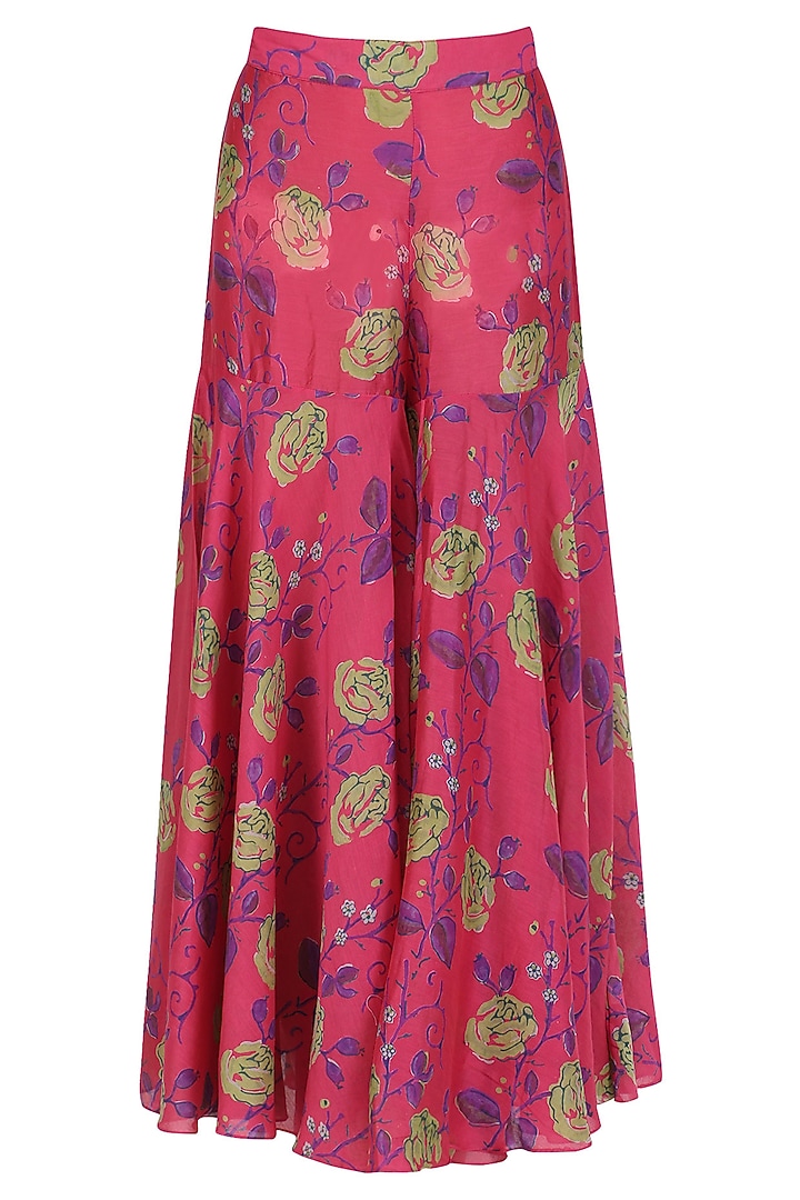Pink floral printed kurta and sharara pants set available only at Pernia's Pop Up Shop.