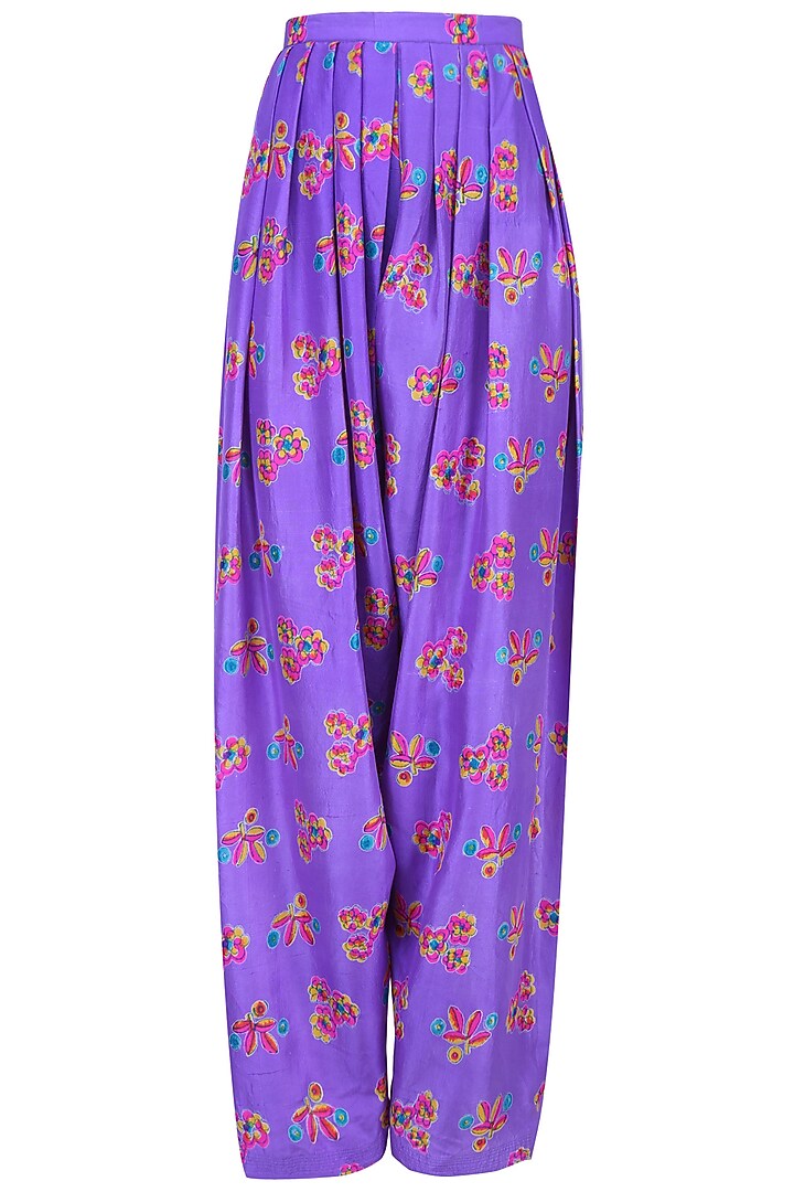 Purple floral printed kurta set with pleated pants available only at Pernia's Pop Up Shop.