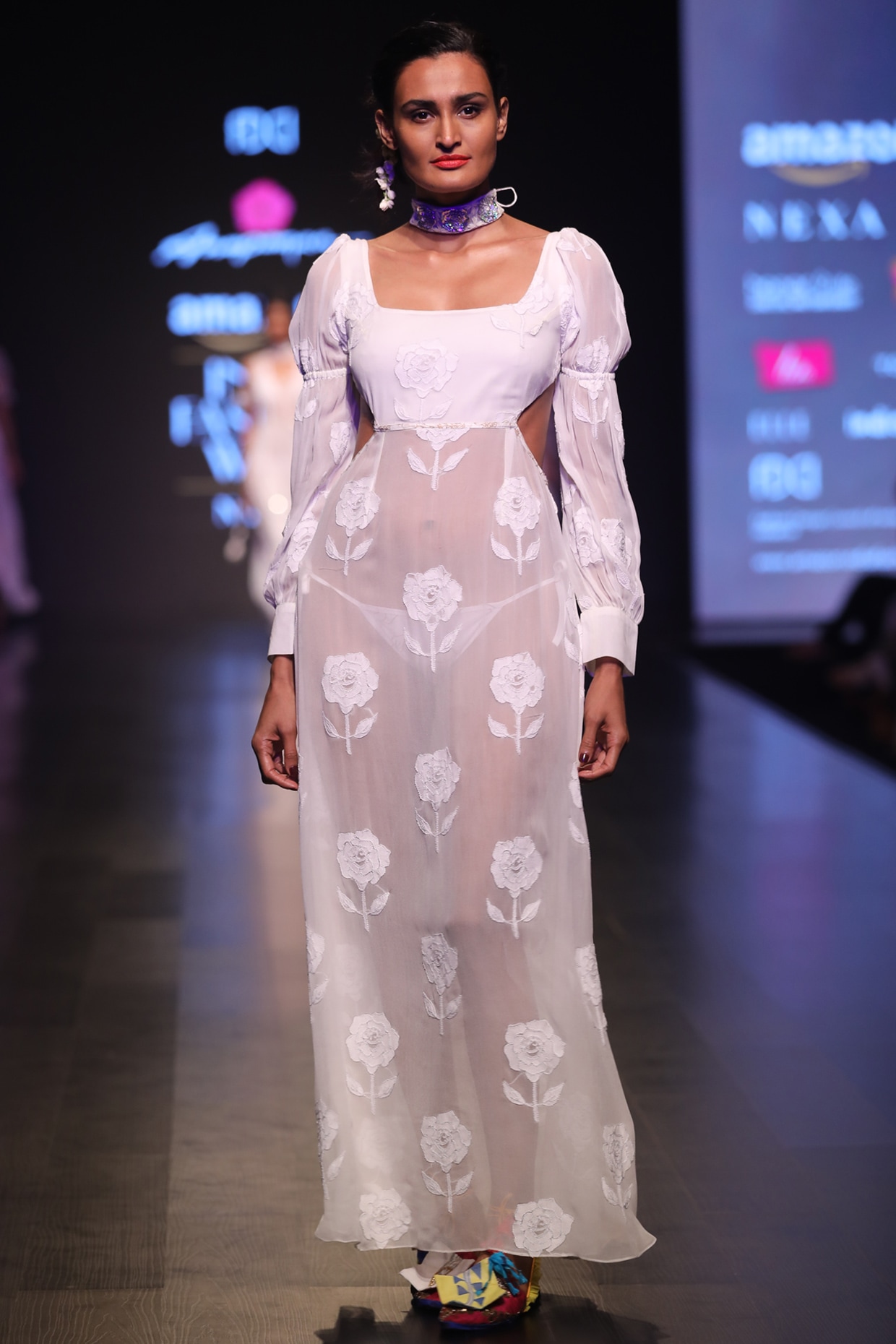 chikankari maxi dress