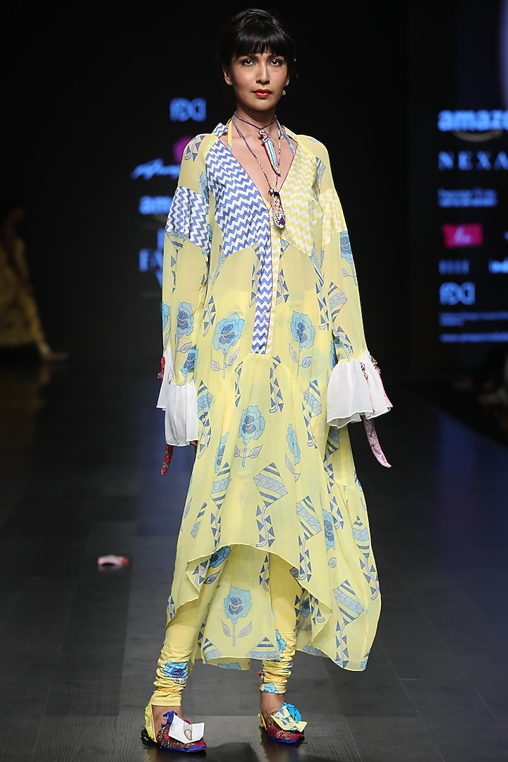 Lemon yellow kites print dress available only at Pernia's Pop Up Shop.