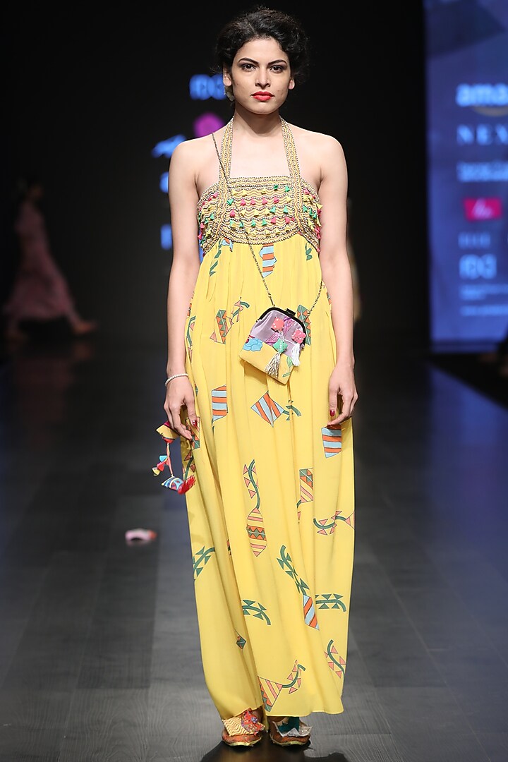 Yellow empire line maize dress available only at Pernia's Pop Up Shop.