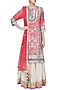 Pink Organza Gota Patti Embroidered Orgazna Skirt Set