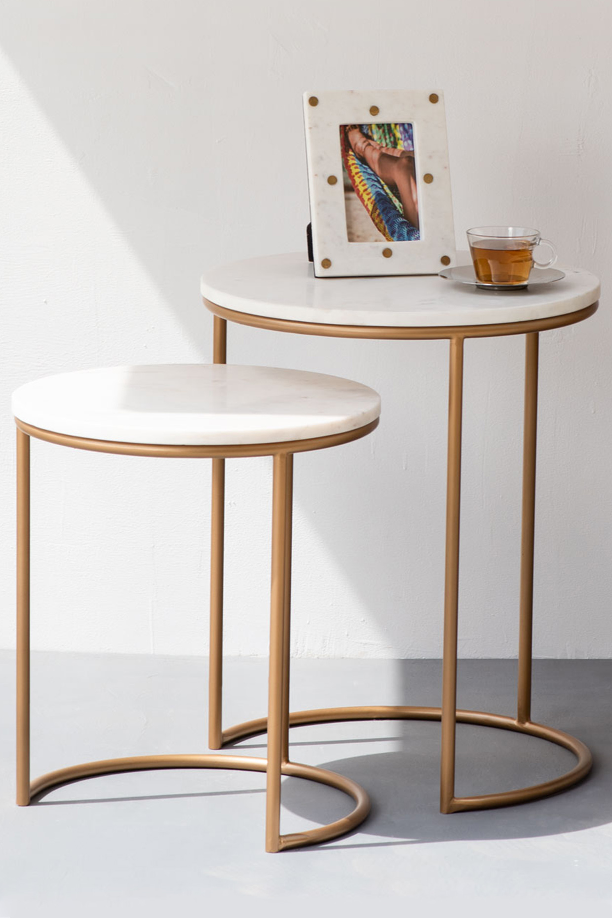 Gold Legged Ivory Marble Nesting Table Set Of 2 Design By The