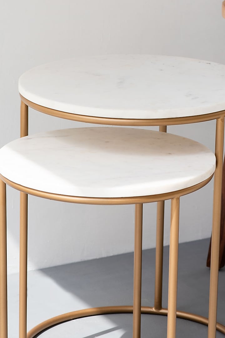 Gold Legged Ivory Marble Nesting Table (Set of 2) by The Decor Remedy at Pernia's Pop Up Shop