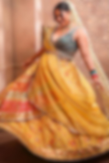 Pastel Green Embroidered Wedding Lehenga Set by Aditi Gupta at Pernia's Pop Up Shop