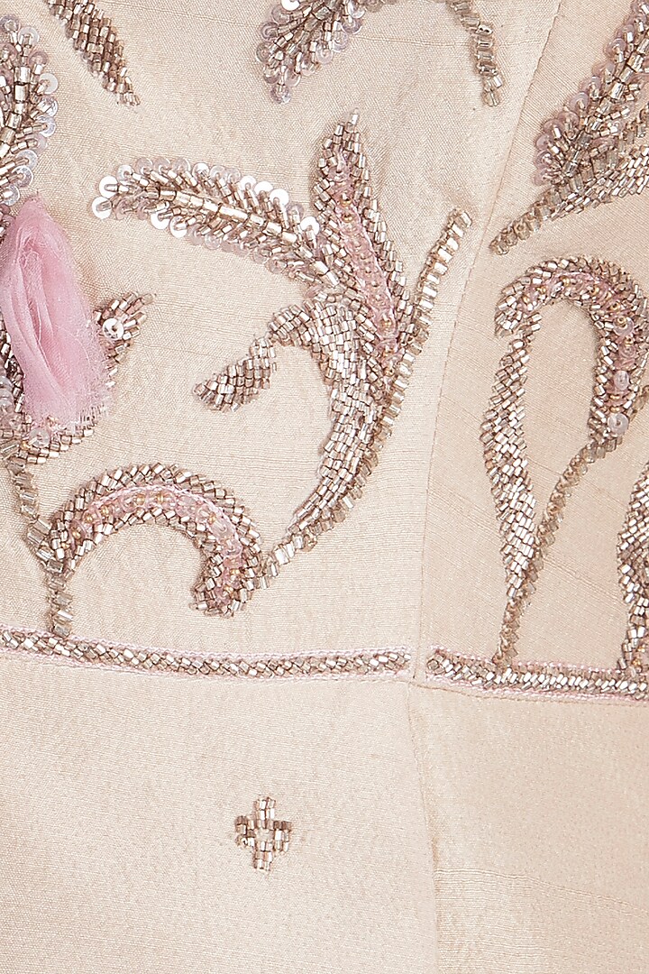 Beige Embroidered Half & Half Wedding Saree Set by Adah at Pernia's Pop Up Shop