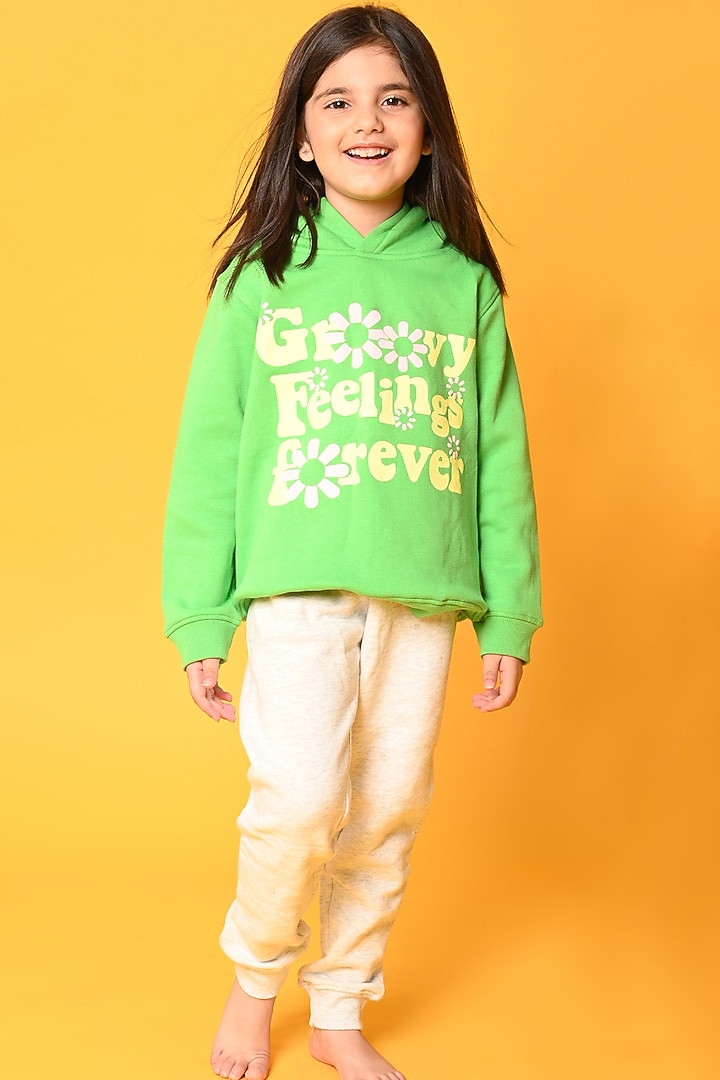 Grey Jogger Pant Set in Cotton Fleece For Girls by Anthrilo at Pernia's Pop Up Shop