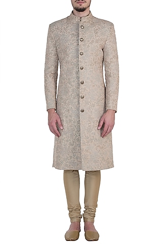 Copper Embroidered Sherwani Set by Aditya Sachdeva