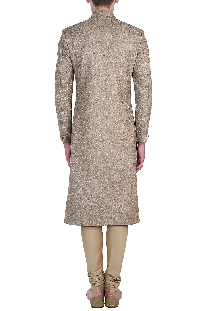 Copper zari embroidered sherwani set available only at Pernia's Pop Up Shop.