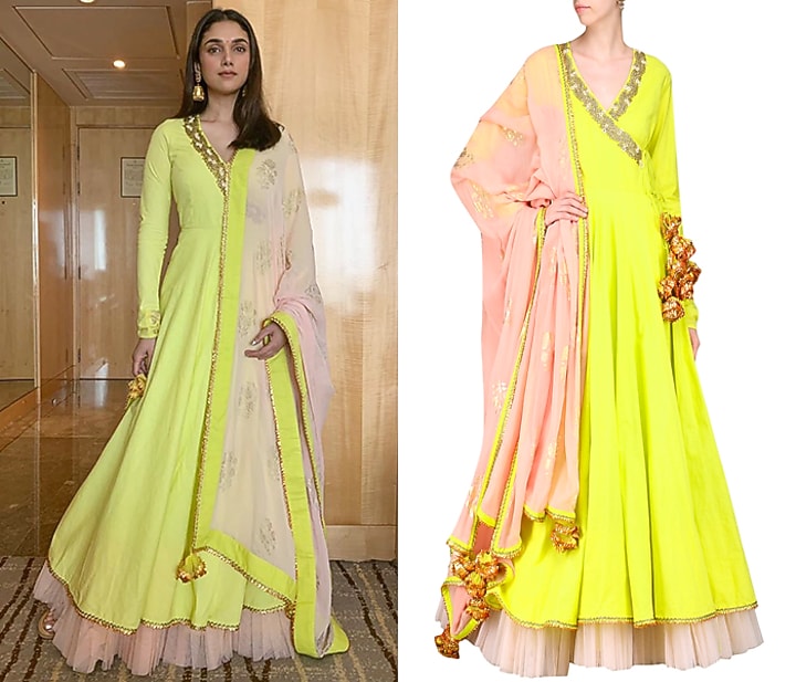 Lime green printed kurta set available only at Pernia's Pop Up Shop.