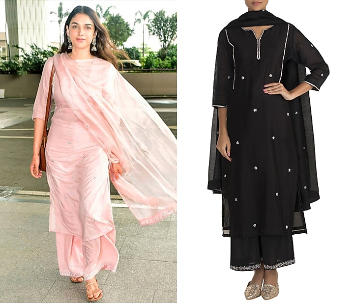 Black Embroidered Kurta Set by Tokree at Pernia's Pop Up Shop