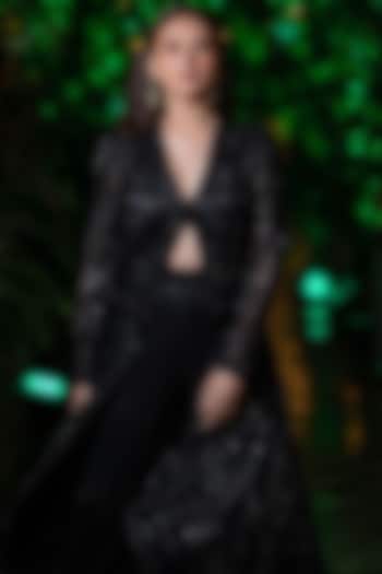 Black Embroidered Bridal Anarkali Set by Ritika Mirchandani at Pernia's Pop Up Shop