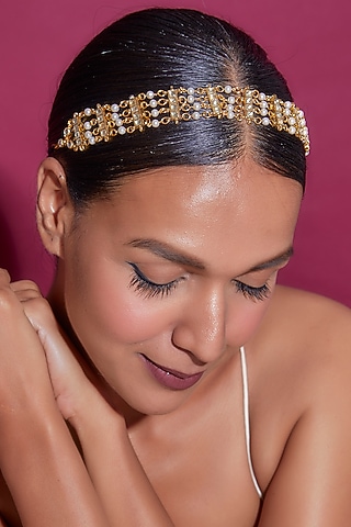 Gold Finish Kundan Polki Sheeshphool by Adityam Jewels