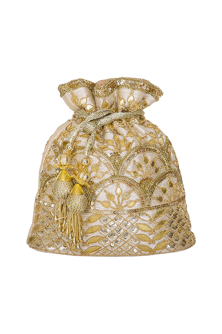 Gold Embroidered Potli Bag by Adora by Ankita