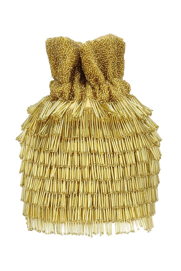 Gold Beads Tasseled Bucket Potli Bag available only at Pernia's Pop Up Shop.