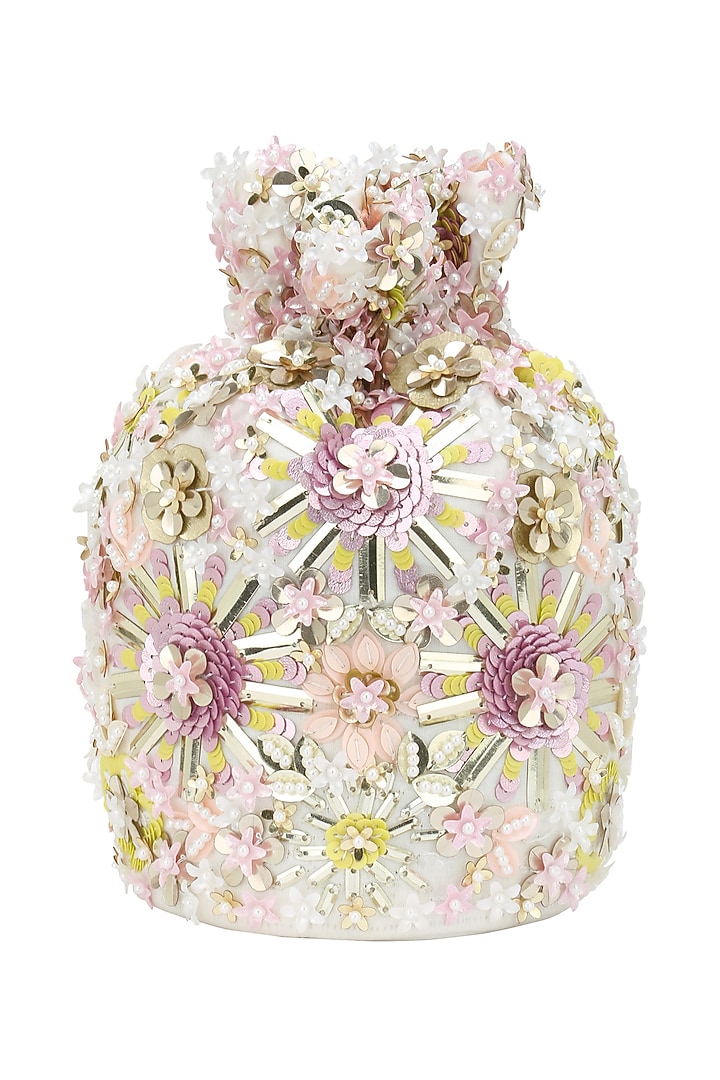 Pastel hued beads and sequins bucket potli bag available only at Pernia's Pop Up Shop.