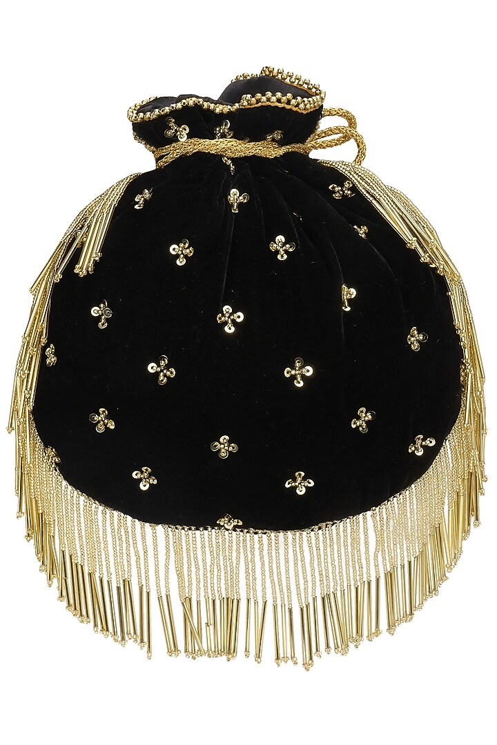 Black zardozi and beads flapper potli bag available only at Pernia's Pop Up Shop.