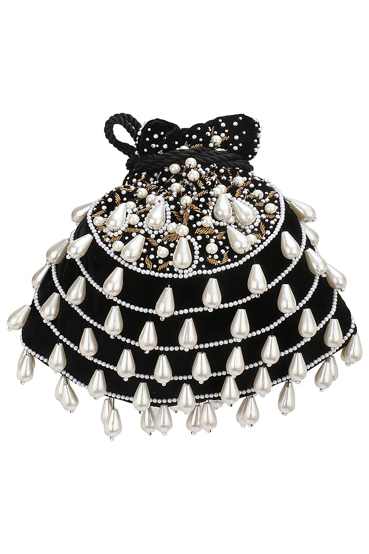 Black pearl tasseled potli bag available only at Pernia's Pop Up Shop.