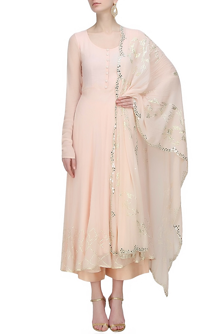 Anshul Apoorva-The DramaQueens presents Baby pink anarkali kurta set available only at Pernia's Pop Up Shop.
