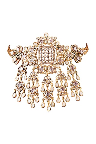 Gold Finish Pearl Necklace In Sterling Silver by Anita Dongre Silver Jewellery