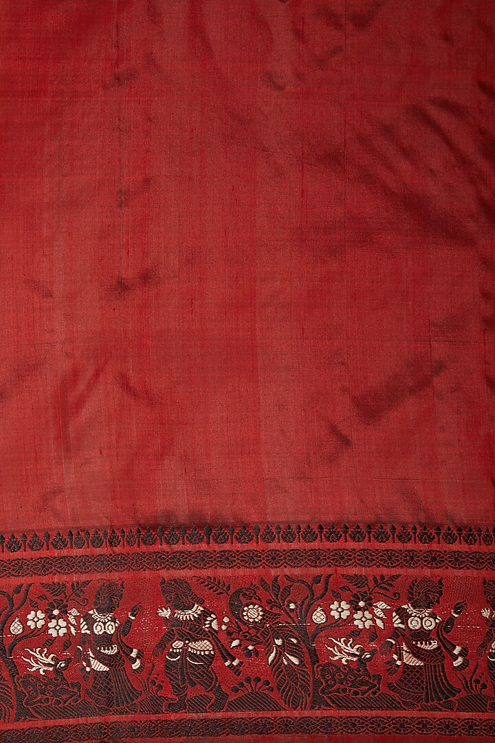 Maroon Bishnupur Silk Zari Work & Baluchari Meenakari Party Wear Saree Set by Aditri at Pernia's Pop Up Shop