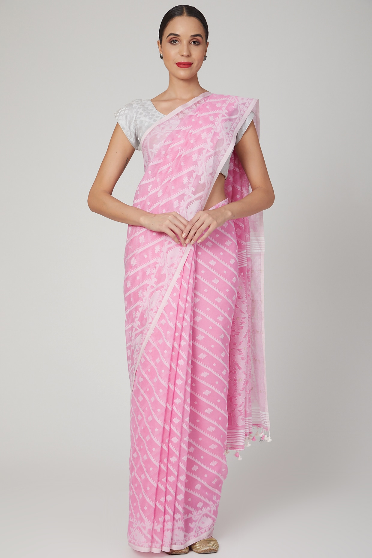 baby pink mekhela sador