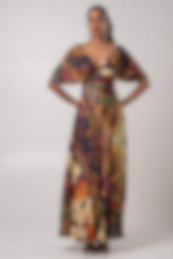 Multi-Colored Habutai Hand-Pleated Maxi Dress by Advait at Pernia's Pop Up Shop