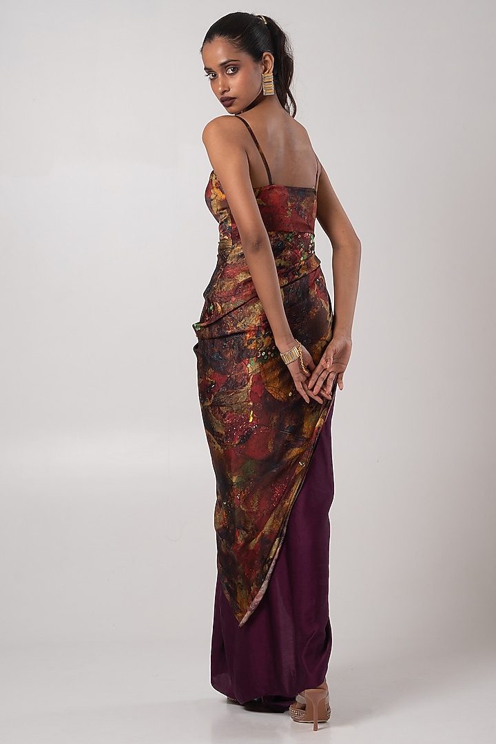 Multi-Colored Linen Satin Ruched Kurta Set by Advait at Pernia's Pop Up Shop