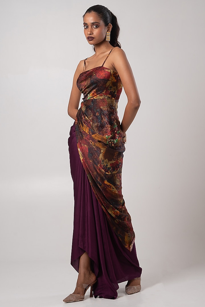 Multi-Colored Linen Satin Ruched Kurta Set by Advait at Pernia's Pop Up Shop