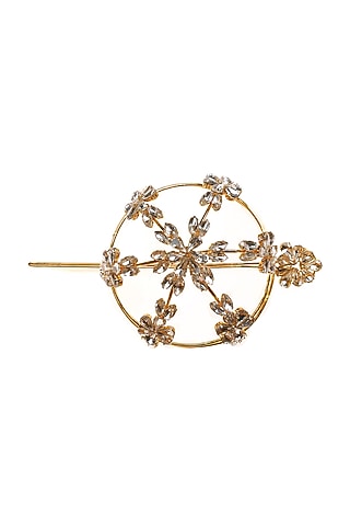 Gold Finish Crystal Hair Bun Pin by AETEE