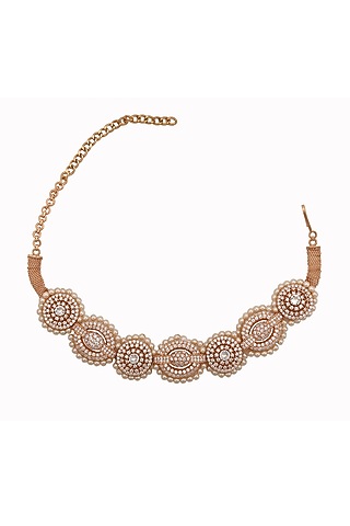Gold Finish Crystal Choker Necklace by AETEE