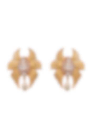 Gold Finish Pearl Earrings by AETEE