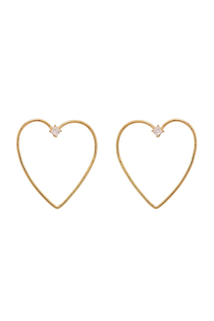 Gold Finish Heart-Shaped Hoop Earrings by AETEE