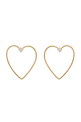 Gold Finish Heart-Shaped Hoop Earrings by AETEE