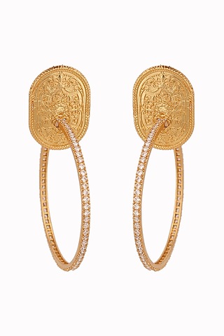 Gold Finish Zircon Hoop Earrings by AETEE