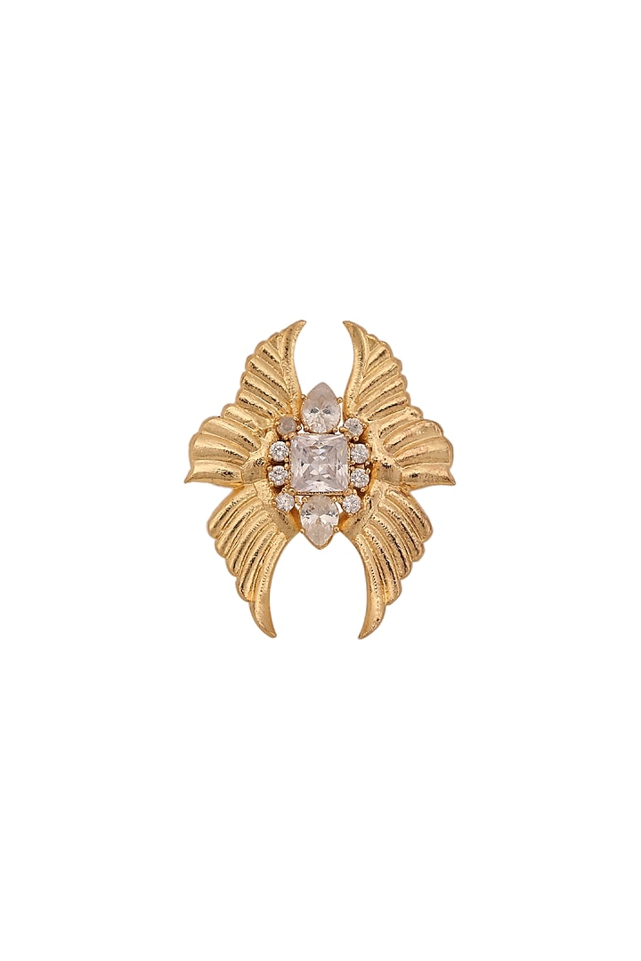 Gold Finish Zircon Ring by AETEE